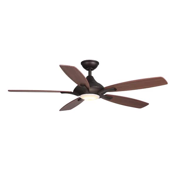 Home Decorators Collection Petersford 52 in. LED Indoor Oil Rubbed Bronze Ceiling Fan with Light Kit and Remote Control