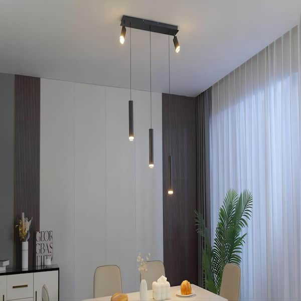 Jushua Number of Lights 5-Fixture Color/Finish in Black with Fixture Color/Finish Cylinder Kitchen Island " Pendant Light "