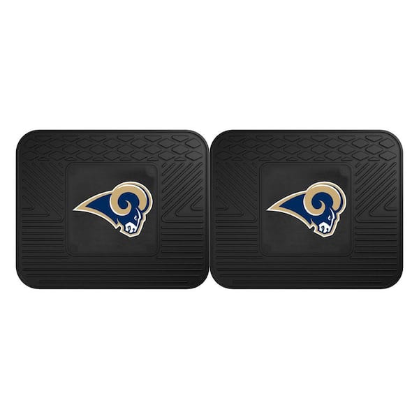 FANMATS NFL Los Angeles Rams Black Heavy Duty 2-Piece 14 in. x 17 in. Vinyl Utility Mat