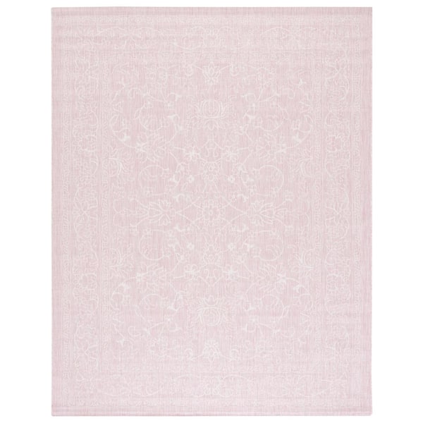 SAFAVIEH Courtyard Pink/Ivory 8 ft. x 10 ft. Soft Border Floral Scroll ...