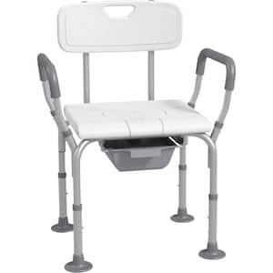 21 in. 3-in-1 Alloy Shower Chair Toilet Seat with Non-Slip Rubber Foot Pad for Seniors in White