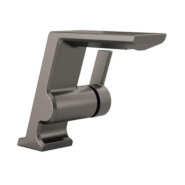 Delta Pivotal Single Handle Single Hole Bathroom Faucet in Lumicoat Black Stainless