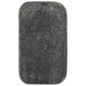 Sedona 21 in. x 34 in. Cinder Gray Solid Color Plush Polypropylene Rectangle Bath Rug