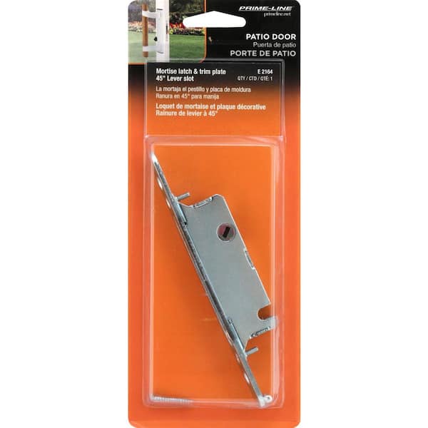 Prime-Line E 2164 Mortise Lock – 4-5/8" Steel, 45° Keyway, Round Faceplate, For Wood & Vinyl Patio Doors