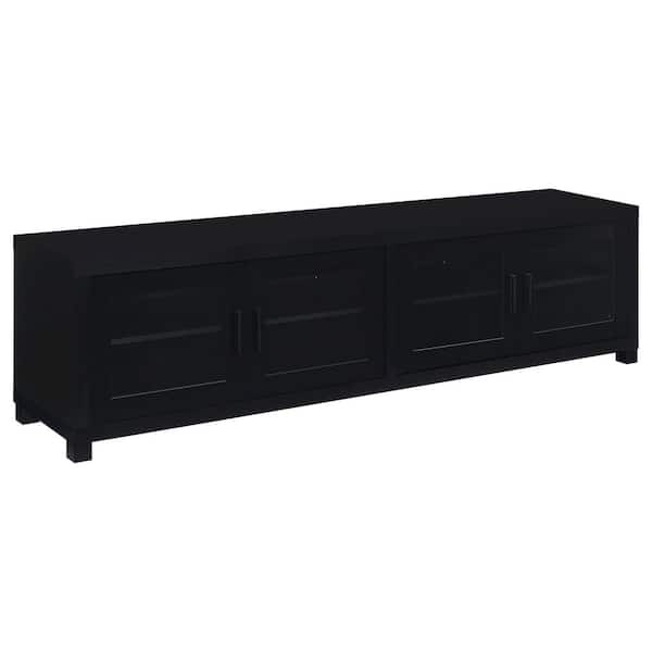 Coaster Jupiter Black 4-door 79 in. TV Stand Fits TV's up to 85 in. Media Console with Framed Glass Panels