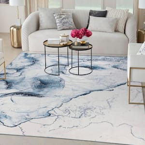 Daydream Ivory Blue 9 ft. x 12 ft. Contemporary Area Rug