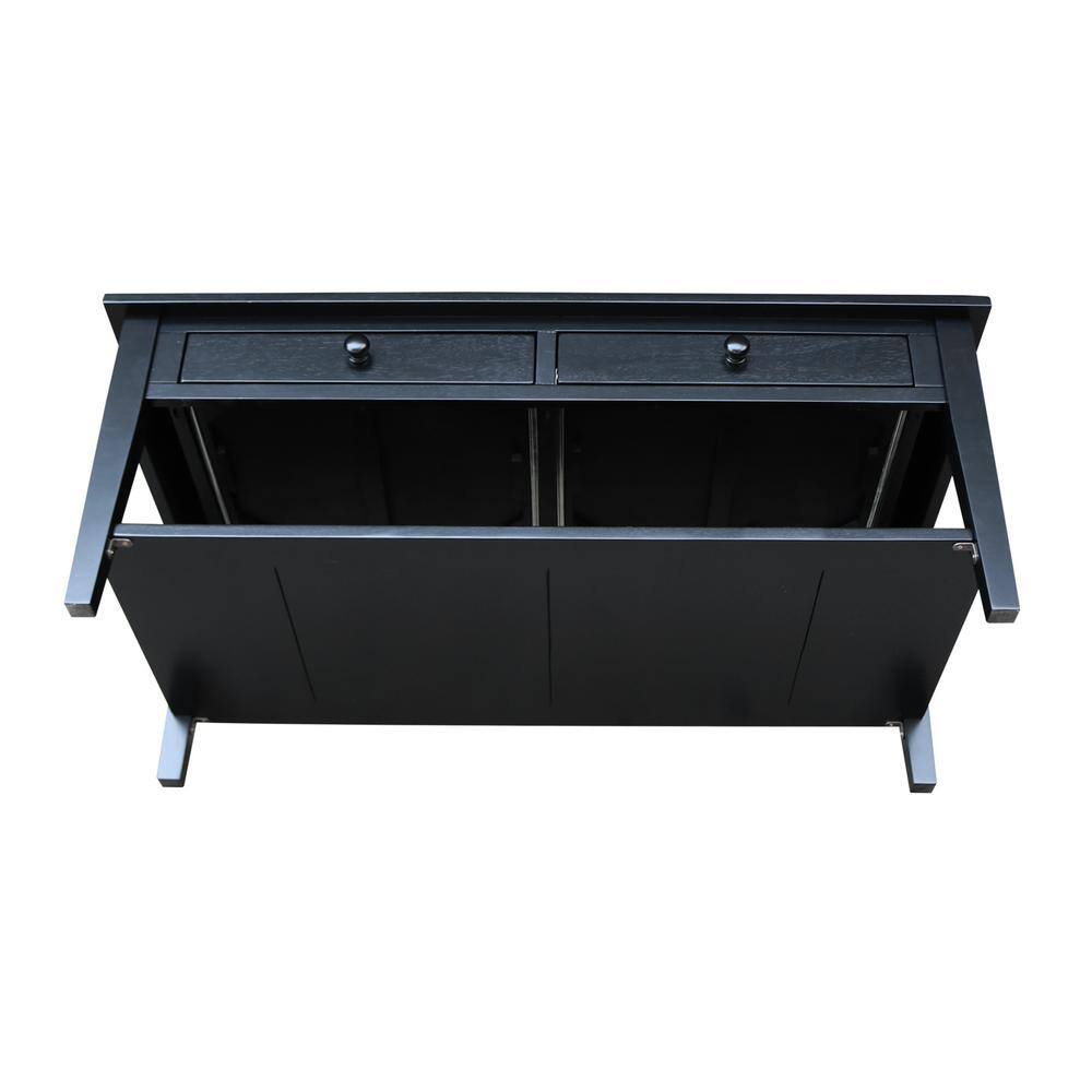 Spencer 54'' Black Parawood Rectangular Coffee Table with Storage