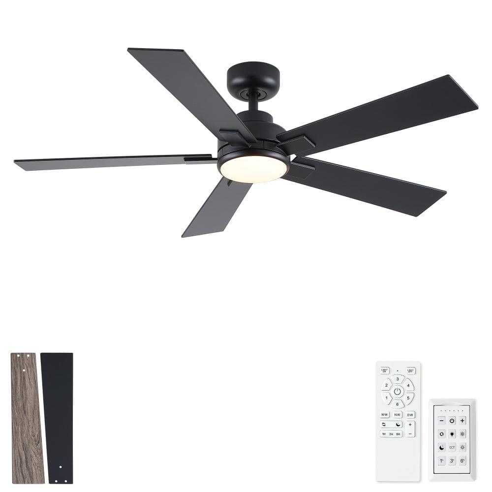 52 in. Downrod Mount Standard Ceiling Fan with Light, DC Motor, 6-Speed Reversible, Dimmable LED, Remote Control, Black price history on PriceWatchPro