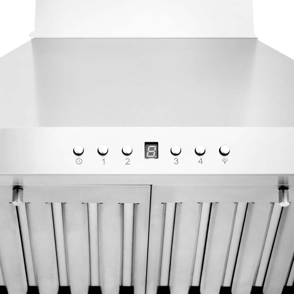 24" Stainless Steel Convertible Wall Mount Range Hood with Charcoal Filter