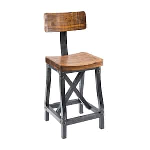 Lancaster 29.5 in. Amber/Graphite Wood Bar stool with Back