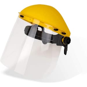 3-Pack, Yellow/Clear, Reusable Face Shield with Ratchet