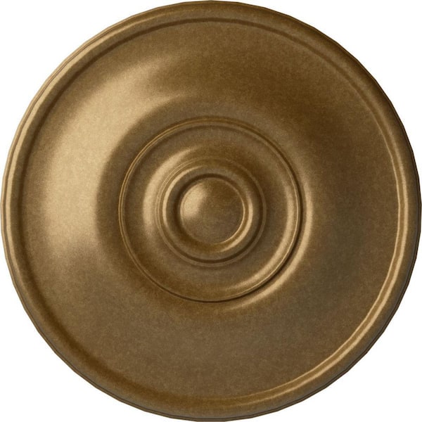 Ekena Millwork 11-3/4 in. x 3/8 in. Jefferson Urethane Ceiling Medallion (Fits Canopies upto 2-7/8 in.), Pale Gold