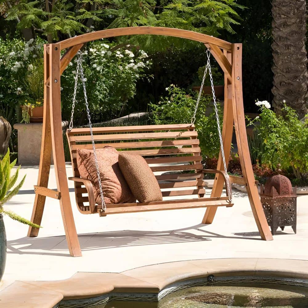 77 in. W SAN JUAN 2-Person Teak Wood Patio Swing