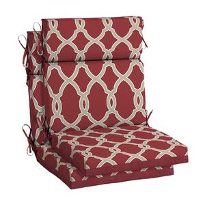 20 in. x 21.5 in. x 4 in. Jeanette Trellis Outdoor High Back Dining Chair Cushion (2-Pack)