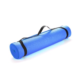 All Purpose Extra Thick Blue Fitness & Exercise 24 in. x 68 in. Yoga Mat with Carrying Strap