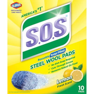 Lemon Fresh Scent Steel Wool Soap Scouring Pads (10-Pack)
