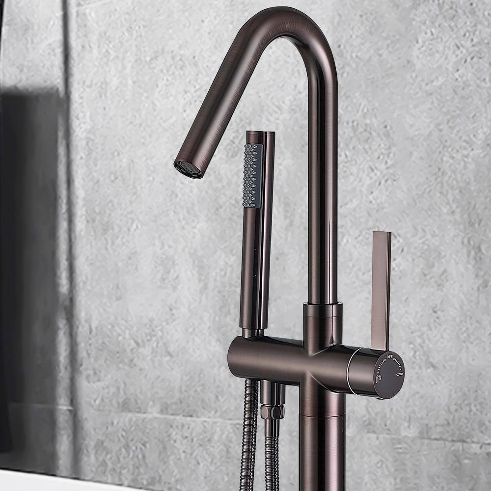 Oil Rubbed Bronze Freestanding Tub Filler with Handshower