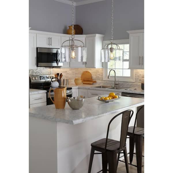 Progress Lighting Leyden 4-Light Brushed Nickel Transitional Lantern Medium Hanging Pendant Light