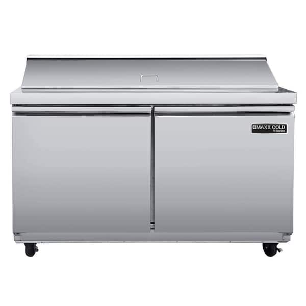 Unbranded V-Series 2-Door Refrigerated Sandwich and Salad Prep Station, 48-Watt, 13.2 cu. ft. in Stainless Steel