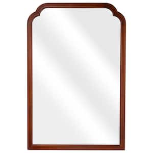 Farm Mirror-A 24 in. W x 36 in. H Rectangular Medium Dark Walnut Wood Finish Wall Mirror-French Country Natural Pine