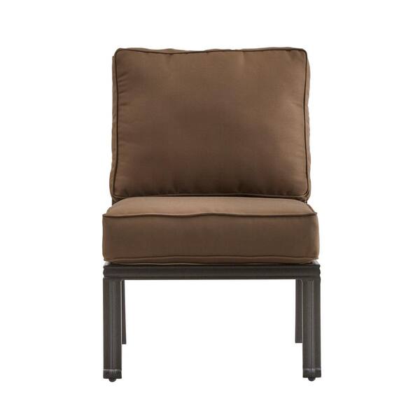 HomeSullivan Thoren Aluminum Armless Middle Outdoor Sectional Chair with Brown Cushion