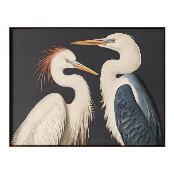 Malcolm Framed Art Print, Majestic Cranes on Acrylic Canvas with Solid Wood Frame 26 in. x 34 in.