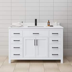 Beckett 54 in. W x 22 in. D x 35 in. H Single Sink Bath Vanity in White with White Cultured Marble Top