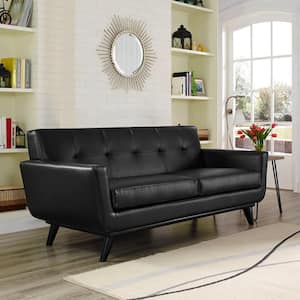 Engage Black Bonded Leather Loveseat