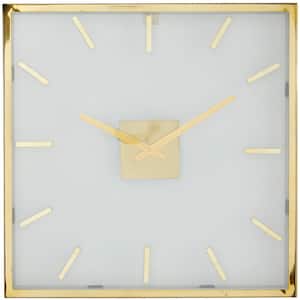Gold Stainless Steel Analog Wall Clock with Clear Face