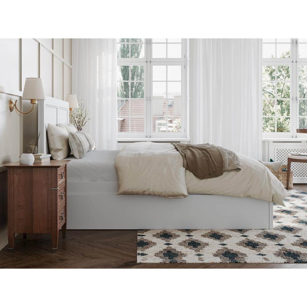 Walnut Full Platform Bed with Trundle and USB Charger