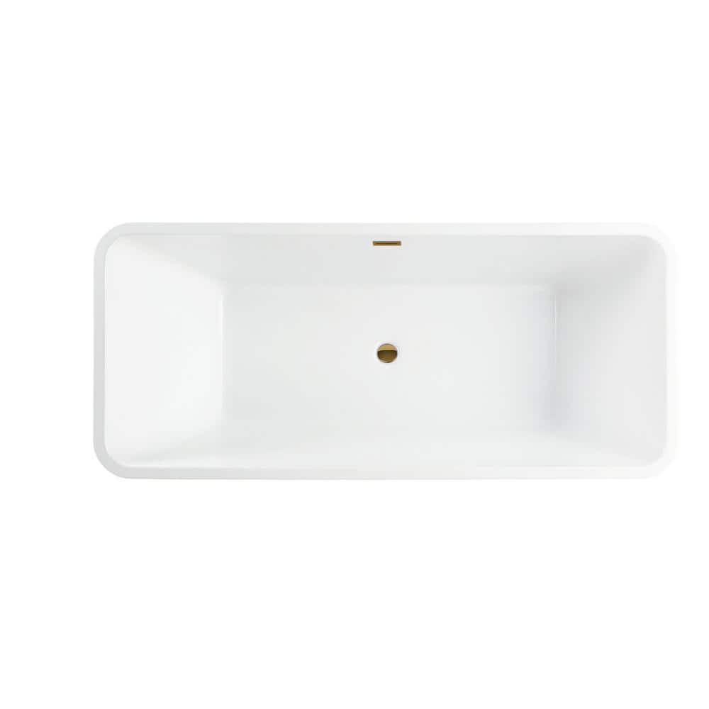 White and Titanium Gold 67'' Freestanding Acrylic Bathtub