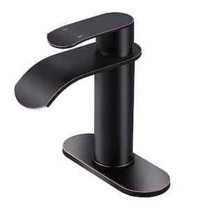 Single Handle Single Hole Bathroom Faucet with Deckplate Included and Spot Resistant in Oil Rubbed Bronze