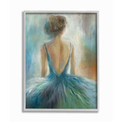 "Ballet Girl Blue Orange Figure Painting" by Third and Wall Framed Abstract Wall Art 20 in. x 16 in.