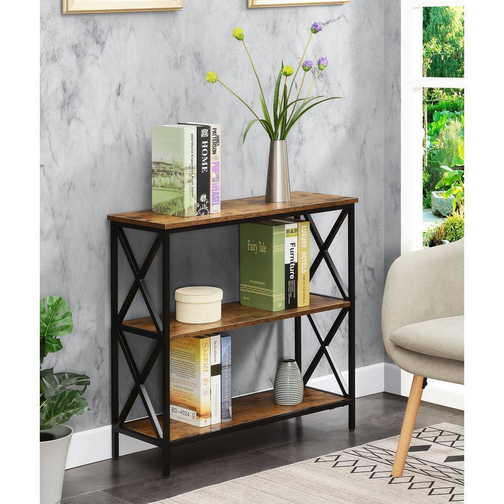 Tucson 32" Modern Black 3-Tier Particleboard Bookcase