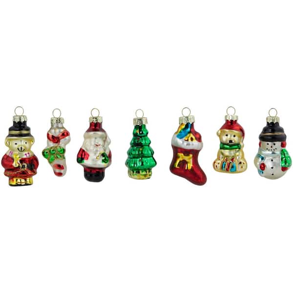 Northlight 1.75 in. Holiday Figurines Glass Christmas Ornaments (Set of 20)