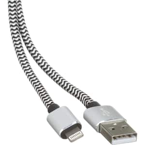 6 ft. Braided Lightning 8-Pin to USB A Cable, Black