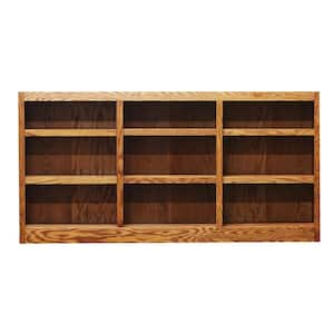 36 in. Dry Oak Wood 9-shelf Standard Bookcase with Adjustable Shelves