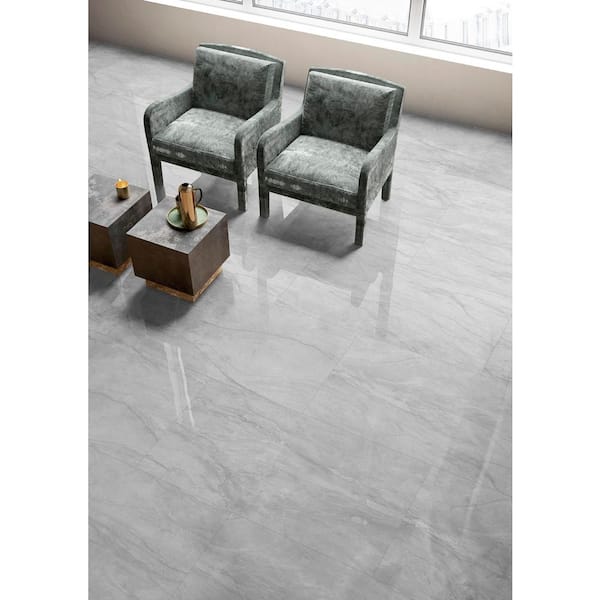 Anastasia Grey 24 in. x 48 in. Polished Porcelain Floor And Wall Tile (16 sq. ft./Case)
