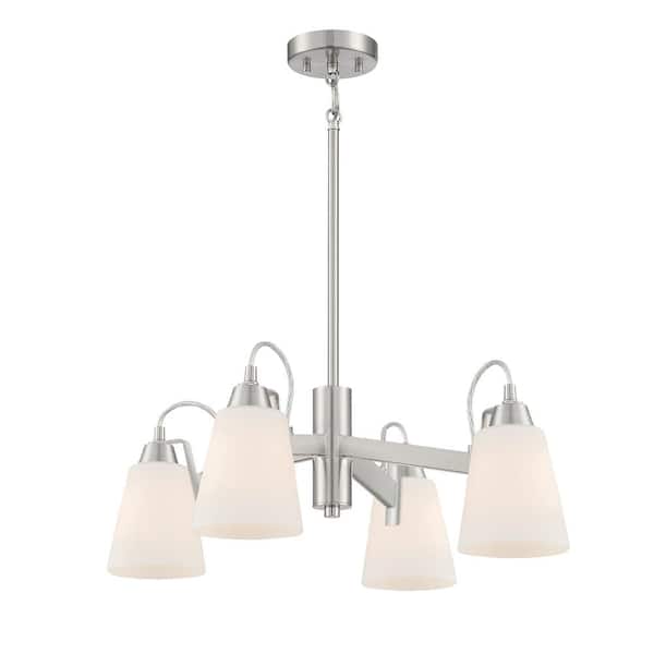 Minka Lavery Beckonridge 4-Light Brushed Nickel Chandelier with Etched Opal Glass Shades