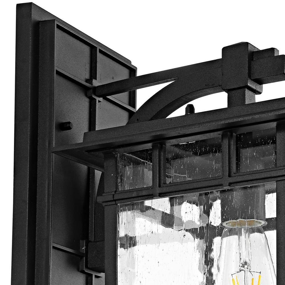 Black Geometric Mission Style Outdoor Wall Lantern