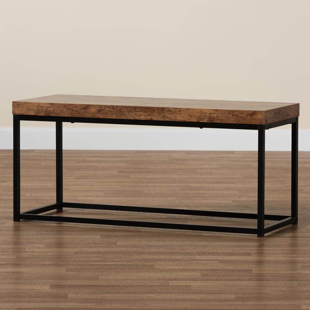 Bardot Walnut Brown and Black Metal Modern Industrial Bench
