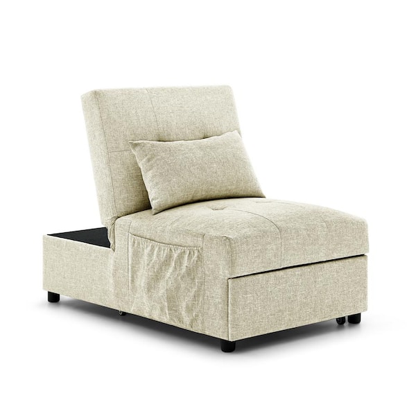 Grey Polyester Ottoman Chaise Lounge for Small Space with Pillow OSB4038 -  The Home Depot