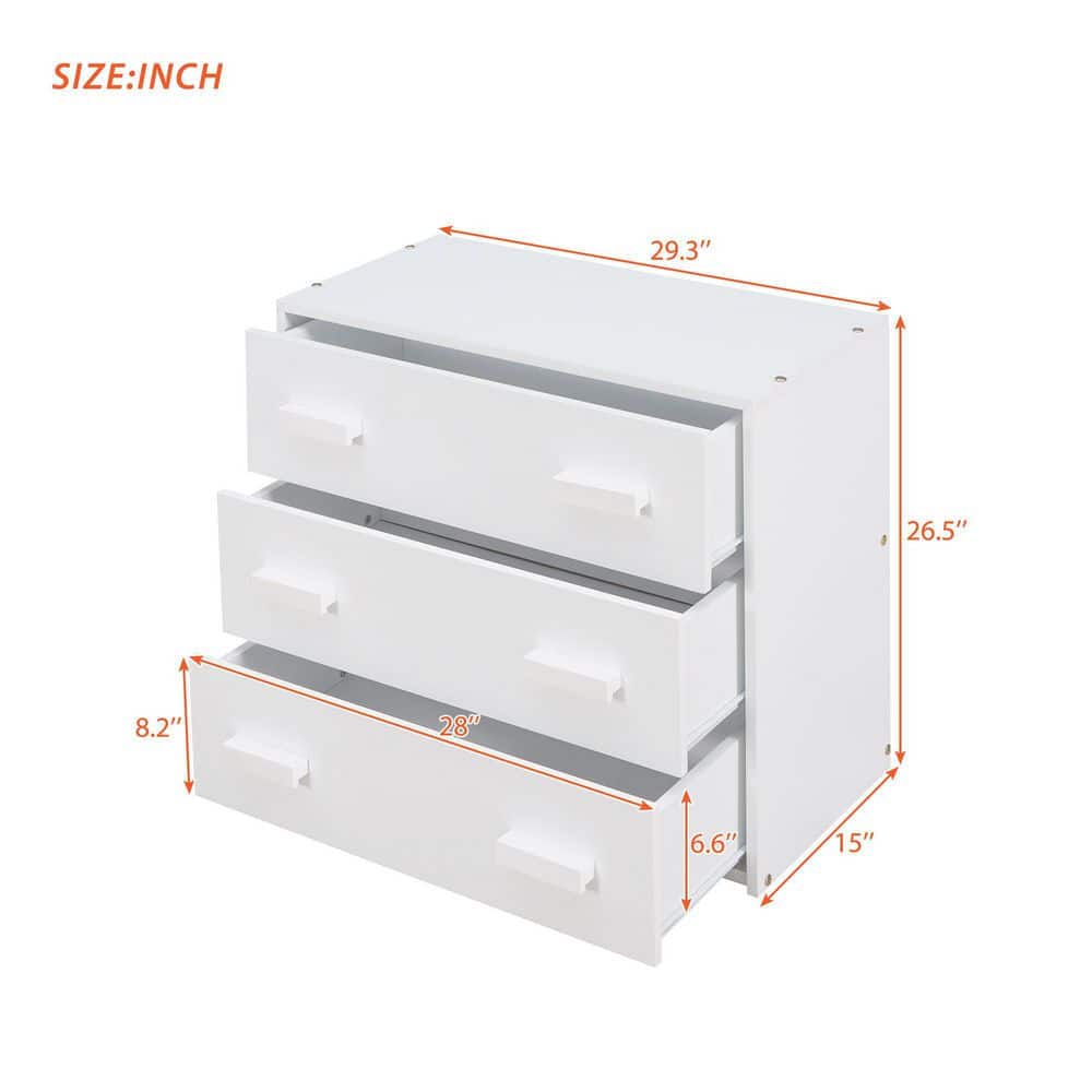 White Twin Size Pine Loft Bed with Storage Drawers