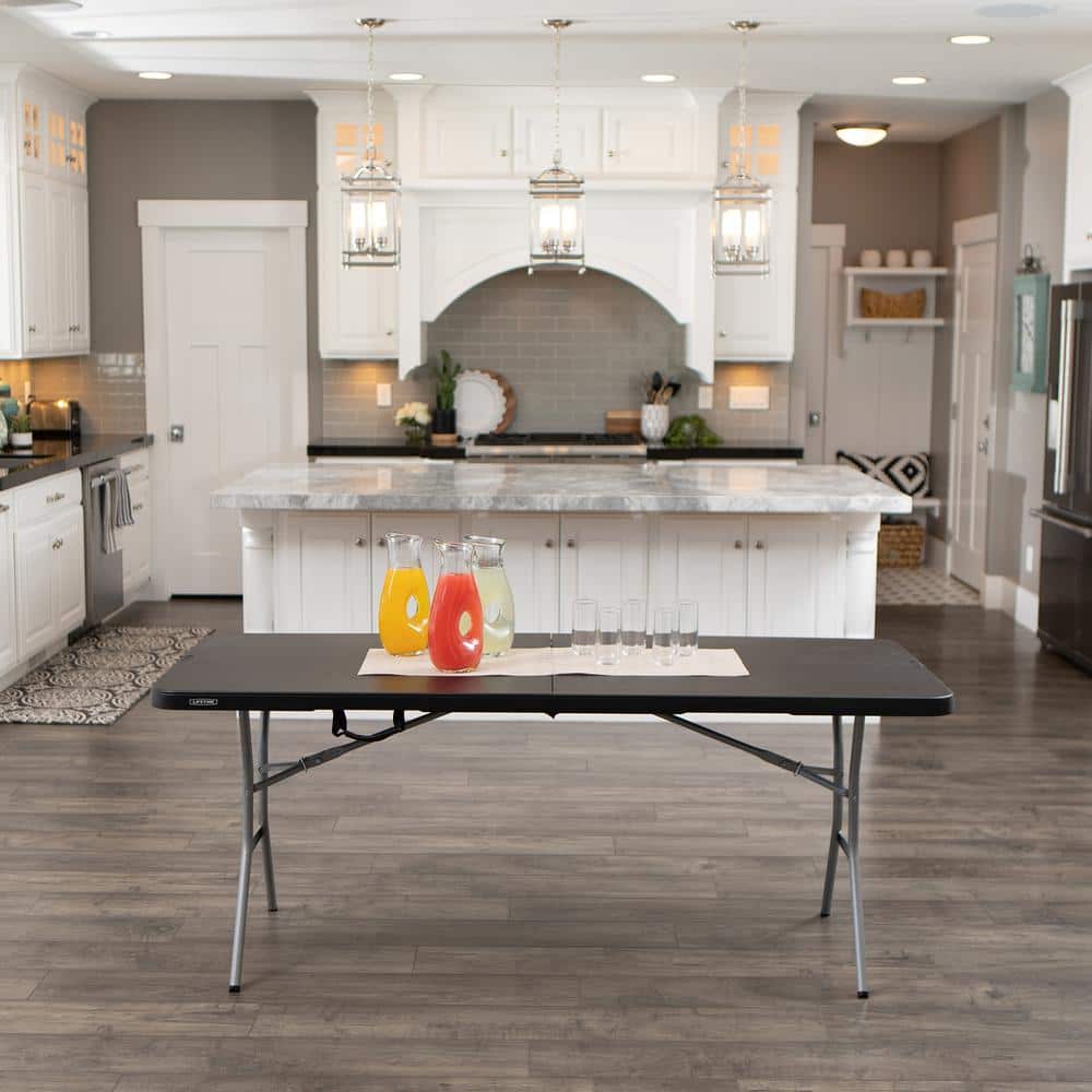 Lifetime 6-Foot Black Fold-In-Half Table with Steel Frame