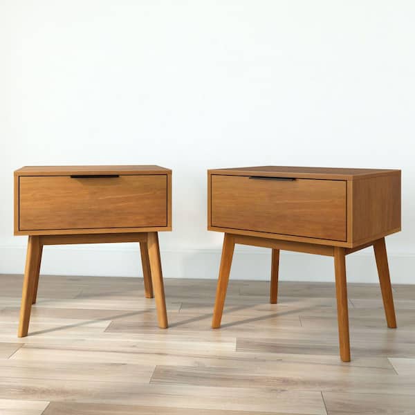 PLANK+BEAM Haven Pecan 1 Drawer 24 in. W Nightstand, Set of 2
