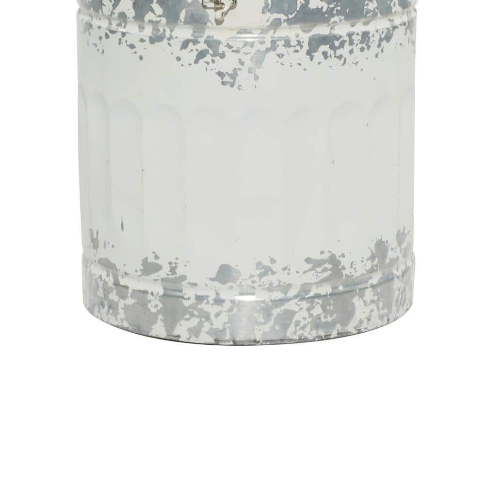 White and Gray Iron Rustic Chic Cylinder Decorative Jars, Set of 2