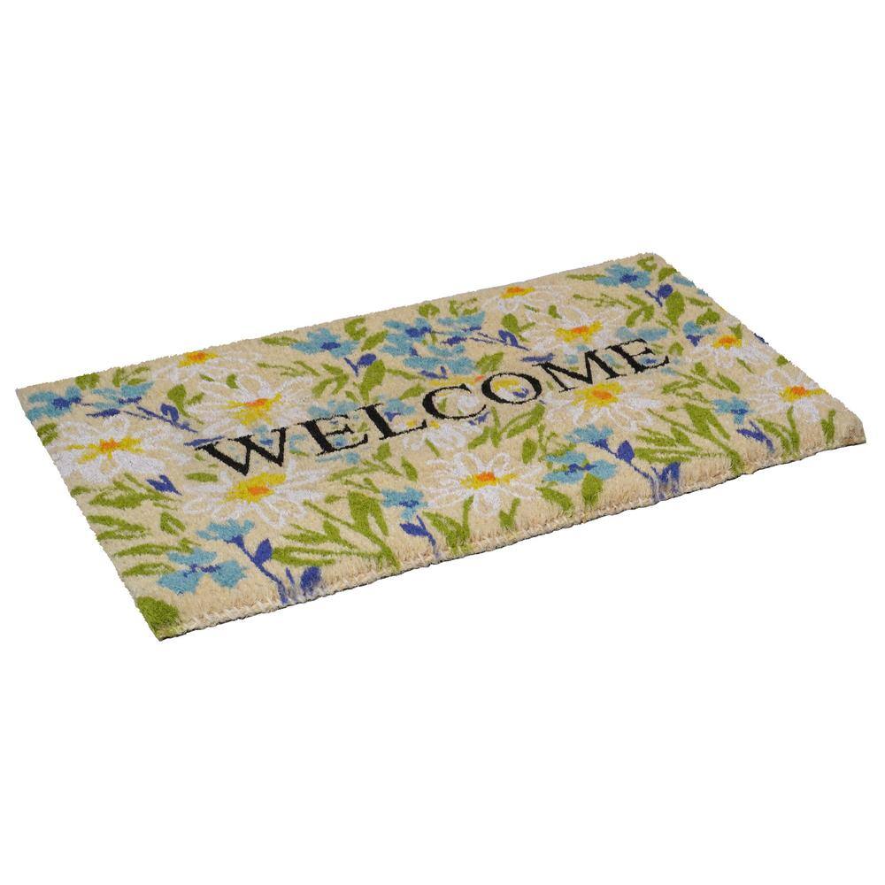Field of Daisy Welcome Coir Rectangular Indoor/Outdoor Doormat