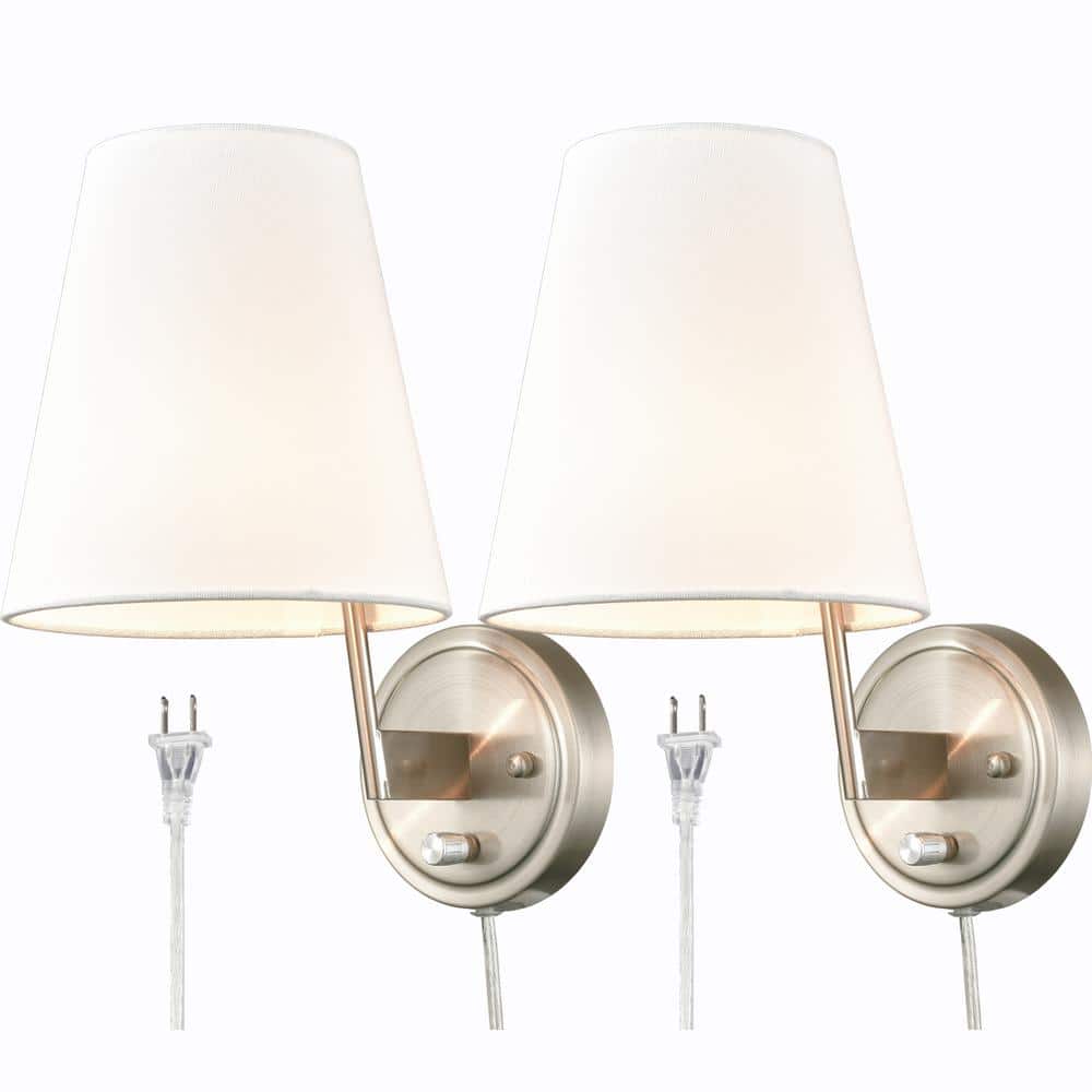 CLAXY 13.6 in. 1Light Brushed Nickel Modern Wall Sconce with Standard Shade TJT3099BUBNC2