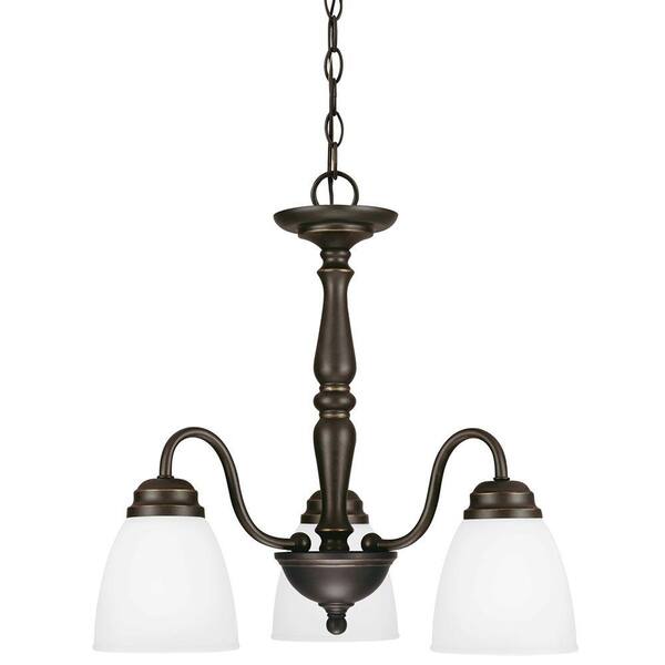 Generation Lighting Northbrook 3-Light Roman Bronze Fluorescent Chandelier with Satin Etched Glass
