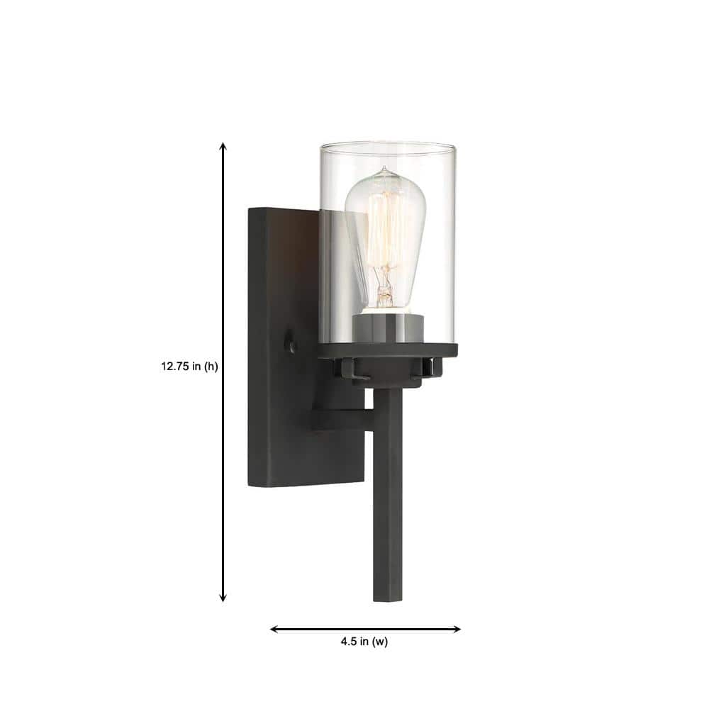 Jedrek Transitional Black Steel Dimmable Wall Sconce